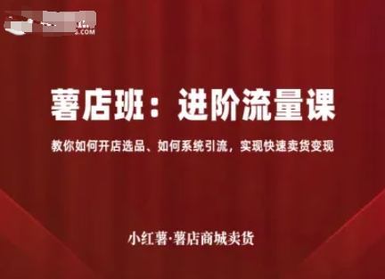 小红薯薯店商城卖货，进阶流量课，教你如何开店选品、如何系统引流，实现快速卖货_免费分享网络创业,副业,信息差项目的老牌资源整合平台！金铲子项目