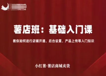 小红薯薯店商城卖货，基础入门课，教你如何进行店铺开通、后台设置、产品上传等入门知识_免费分享网络创业,副业,信息差项目的老牌资源整合平台！金铲子项目