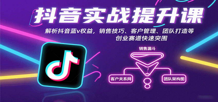 抖音实战提升课：解析抖音蓝v权益，销售技巧、客户管理、团队打造等创业赛道快速突围_免费分享网络创业,副业,信息差项目的老牌资源整合平台！金铲子项目