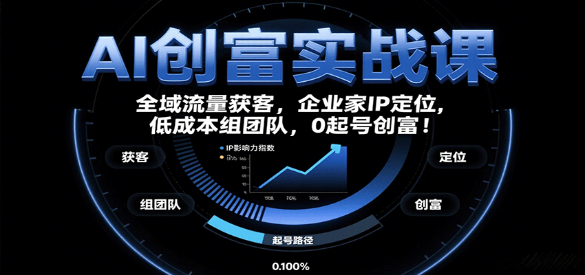 AI创富实战课：企业家IP定位，全域流量获客，组团队，0起号创富_免费分享网络创业,副业,信息差项目的老牌资源整合平台！金铲子项目