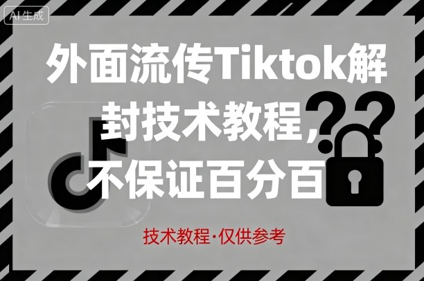 外面流传Tiktok解封技术教程，不保证百分百，具体自测_免费分享网络创业,副业,信息差项目的老牌资源整合平台！金铲子项目