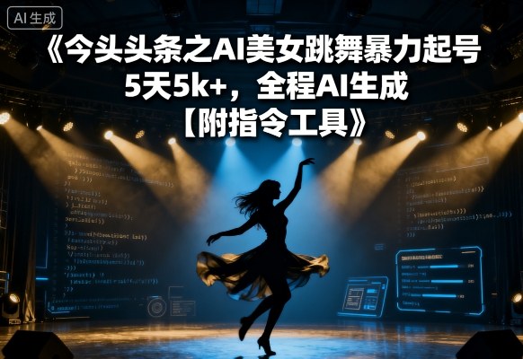 今日头条之AI美女跳舞暴力起号，5天，全程AI生成【附指令工具】_免费分享网络创业,副业,信息差项目的老牌资源整合平台！金铲子项目