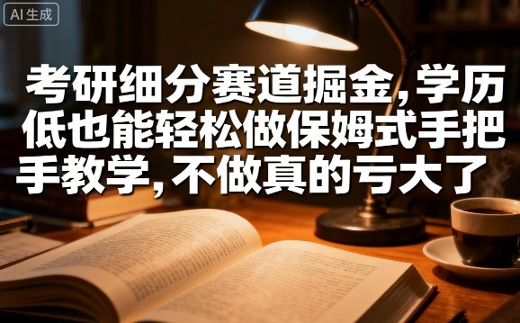 考研细分赛道掘金学历低也能做保姆式手把手教学，不做真的亏大了_免费分享网络创业,副业,信息差项目的老牌资源整合平台！金铲子项目