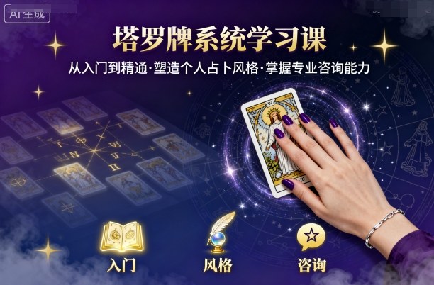 塔罗牌系统学习课，助你从入门到精通，塑造个人占卜风格，掌握专业咨询能力_免费分享网络创业,副业,信息差项目的老牌资源整合平台！金铲子项目
