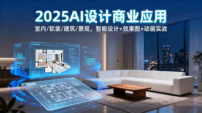（16052期）2025AI设计商业应用：室内/软装/建筑/景观，智能设计效果图动画实战_免费分享网络创业,副业,信息差项目的老牌资源整合平台！金铲子项目