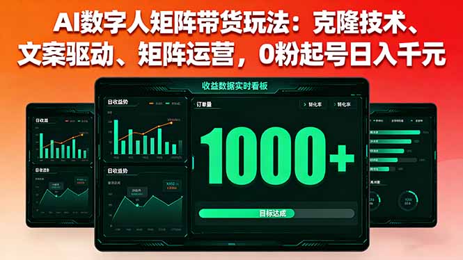 （16050期）AI数字人矩阵带货玩法：克隆技术、文案驱动、矩阵运营，0粉起号_免费分享网络创业,副业,信息差项目的老牌资源整合平台！金铲子项目