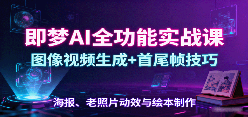 即梦AI全功能实战课：图像视频生成+首尾帧技巧，海报、老照片动效与绘本制作_免费分享网络创业,副业,信息差项目的老牌资源整合平台！金铲子项目
