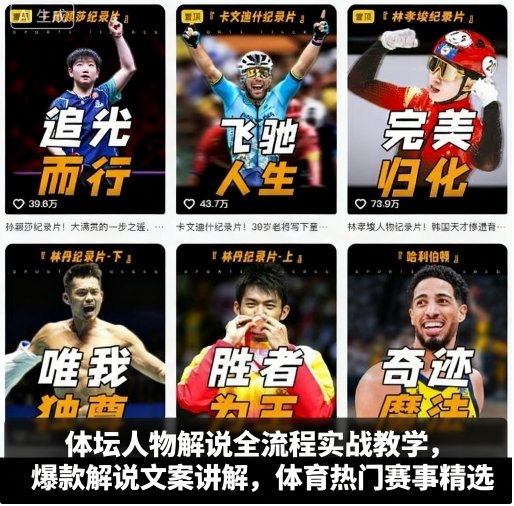 体坛人物解说全流程实战教学，爆款解说文案讲解，体育热门赛事精选_免费分享网络创业,副业,信息差项目的老牌资源整合平台！金铲子项目