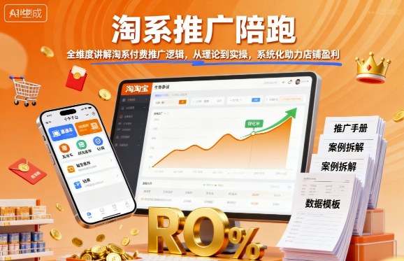 淘系推广陪跑，全维度讲解淘系付费推广逻辑，从理论到实操，系统化助力店铺盈利_免费分享网络创业,副业,信息差项目的老牌资源整合平台！金铲子项目