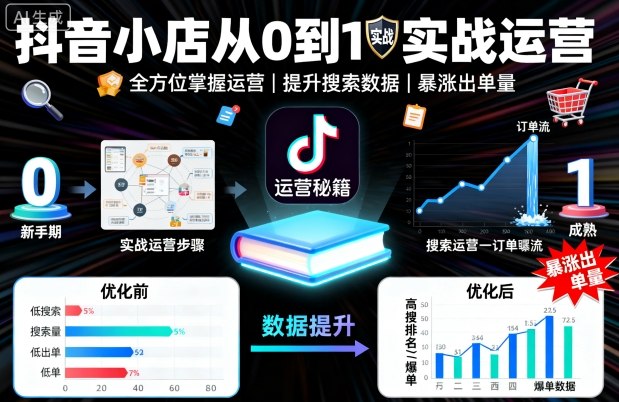 抖音小店从0到1实战运营，帮你全方位掌握小店运营，提升搜索数据与出单量_免费分享网络创业,副业,信息差项目的老牌资源整合平台！金铲子项目