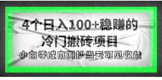 （4041期）4个稳赚的冷门搬砖项目，每个项目小白照抄可见_免费分享网络创业,副业,信息差项目的老牌资源整合平台！金铲子项目