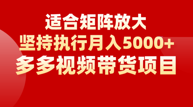 矩阵操作，多多视频带货项目，适合新手，也适合老手放大_免费分享网络创业,副业,信息差项目的老牌资源整合平台！金铲子项目