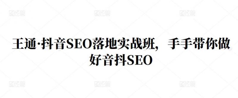 王通·抖音SEO落地实战班，手‬手带你做好音抖‬‬SEO_免费分享网络创业,副业,信息差项目的老牌资源整合平台！金铲子项目