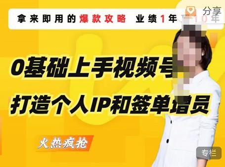 0基础上手视频号打造个人IP和签单增员，保险从业者即学即用的视频号爆款攻略，助你百万保费_免费分享网络创业,副业,信息差项目的老牌资源整合平台！金铲子项目