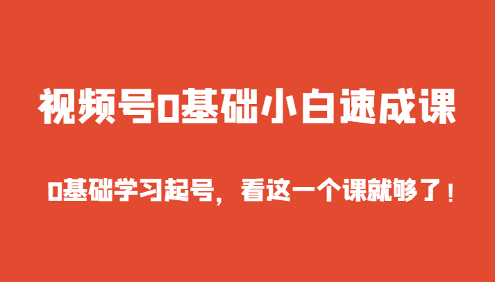 视频号0基础小白速成课，0基础学习起号，看这一个课就够了_免费分享网络创业,副业,信息差项目的老牌资源整合平台！金铲子项目