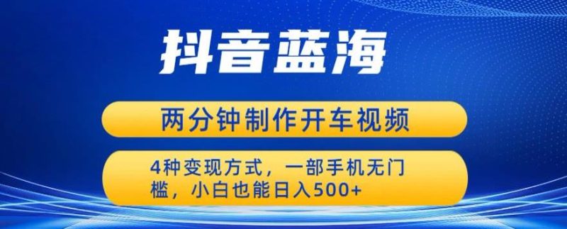 蓝海项目发布开车视频，两分钟一个作品，多种方式，一部手机无门槛小白也能_免费分享网络创业,副业,信息差项目的老牌资源整合平台！金铲子项目
