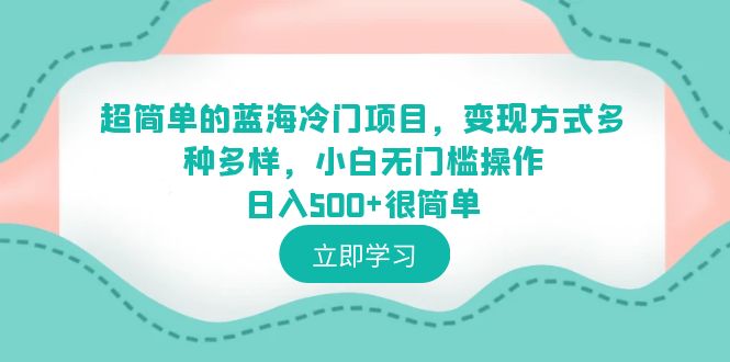 （6422期）超简单的蓝海冷门项目，方式多种多样，小白无门槛操作很简单_免费分享网络创业,副业,信息差项目的老牌资源整合平台！金铲子项目