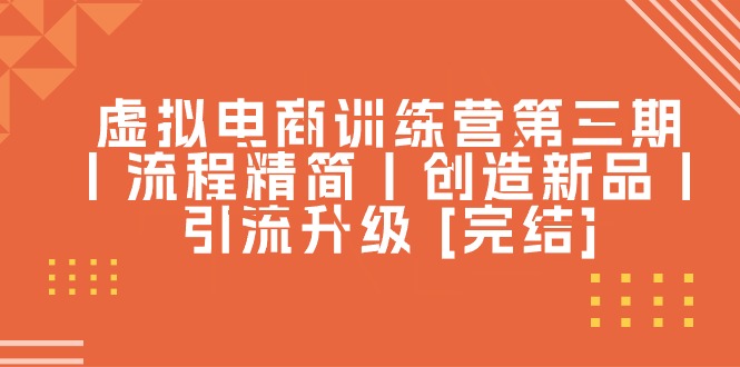 虚拟电商训练营第三期丨流程精简丨创造新品丨引流升级_免费分享网络创业,副业,信息差项目的老牌资源整合平台！金铲子项目