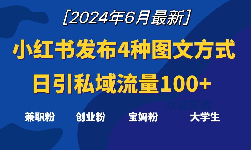 小红书发布这4种图文，就能日引私域流量_免费分享网络创业,副业,信息差项目的老牌资源整合平台！金铲子项目