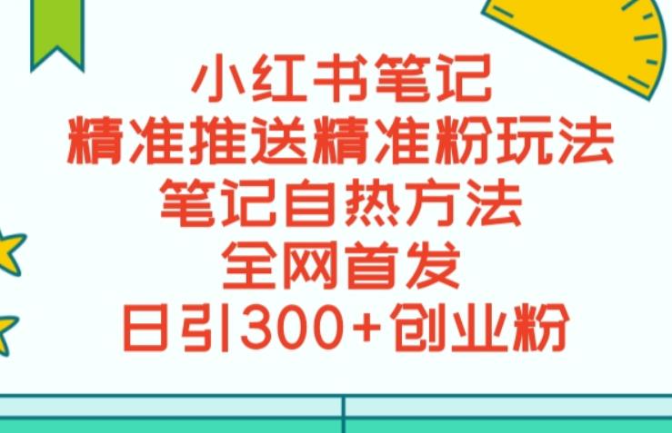 最新小红书笔记精准推送精准粉，单日导流私欲最少300【脚本教程】_免费分享网络创业,副业,信息差项目的老牌资源整合平台！金铲子项目
