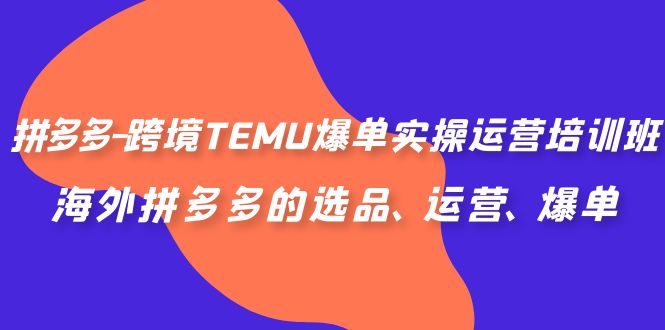 （6934期）拼多多-跨境TEMU爆单实操运营培训班，海外拼多多的选品、运营、爆单_免费分享网络创业,副业,信息差项目的老牌资源整合平台！金铲子项目