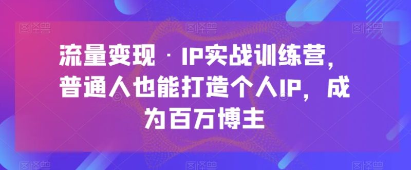 流量·IP实战训练营，普通人也能打造个人IP，成为百万博主_免费分享网络创业,副业,信息差项目的老牌资源整合平台！金铲子项目