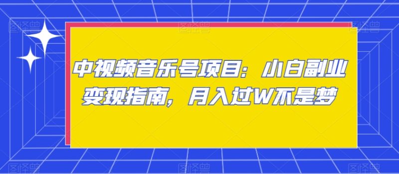 中视频音乐号项目：小白副业指南，过W不是梦【揭秘】_免费分享网络创业,副业,信息差项目的老牌资源整合平台！金铲子项目