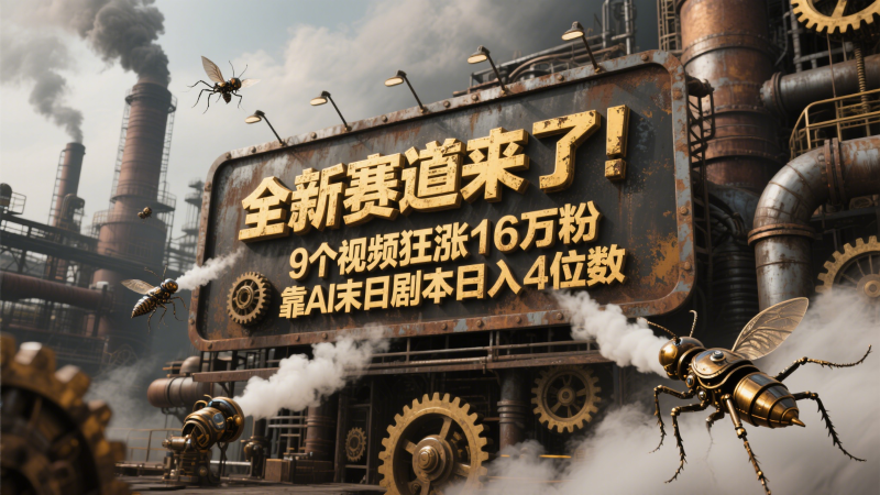 全新赛道来了9个视频狂涨16万粉，靠AI末日剧本4位数，评论区爆肝追更_免费分享网络创业,副业,信息差项目的老牌资源整合平台！金铲子项目