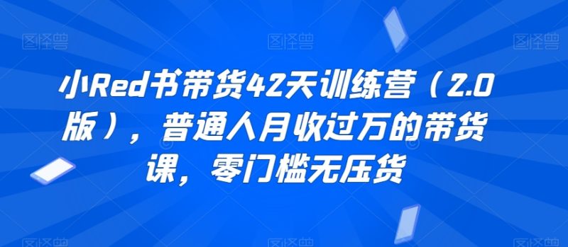 小Red书带货42天训练营（2.0版），普通人月收的带货课，零门槛无压货_免费分享网络创业,副业,信息差项目的老牌资源整合平台！金铲子项目