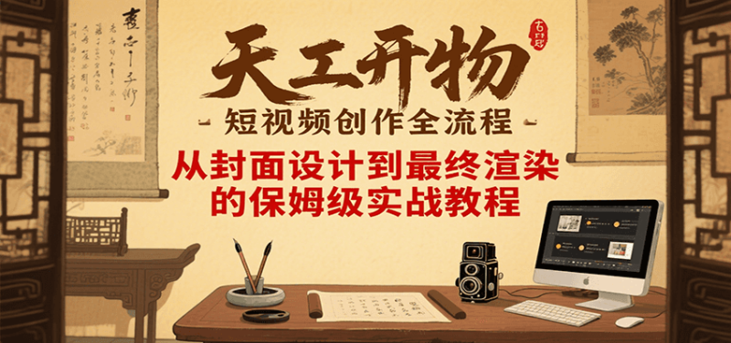 天工开物短视频创作全流程，从封面设计到最终渲染的保姆级实战教程_免费分享网络创业,副业,信息差项目的老牌资源整合平台！金铲子项目