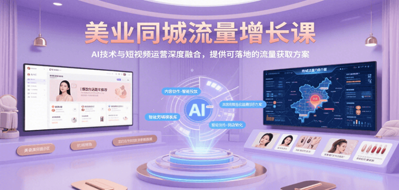 美业同城流量增长课，AI技术与短视频运营深度融合，提供可落地的流量获取方案_免费分享网络创业,副业,信息差项目的老牌资源整合平台！金铲子项目