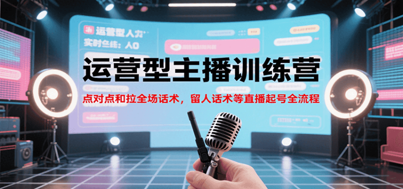 运营型主播训练营，点对点和拉全场话术，留人话术等直播起号全流程（更新7月）_免费分享网络创业,副业,信息差项目的老牌资源整合平台！金铲子项目