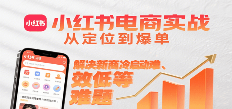 小红书电商实战，从定位到爆单解决新商冷启动难、效率低等难题_免费分享网络创业,副业,信息差项目的老牌资源整合平台！金铲子项目