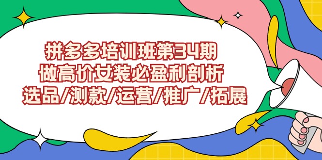 （9333期）拼多多培训班第34期：做高价女装必盈利剖析选品/测款/运营/推广/拓展_免费分享网络创业,副业,信息差项目的老牌资源整合平台！金铲子项目
