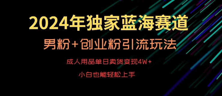 2024年独家蓝海赛道，成人用品单日卖货，男粉创业粉引流玩法，不愁搞不到流量_免费分享网络创业,副业,信息差项目的老牌资源整合平台！金铲子项目
