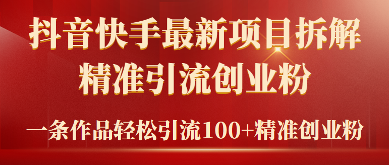 （9447期）2024年抖音快手最新项目拆解视频引流创业粉，一天引流精准创业粉_免费分享网络创业,副业,信息差项目的老牌资源整合平台！金铲子项目