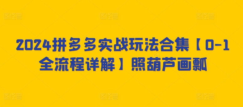 2024拼多多实战玩法合集【0-1全流程详解】照葫芦画瓢_免费分享网络创业,副业,信息差项目的老牌资源整合平台！金铲子项目