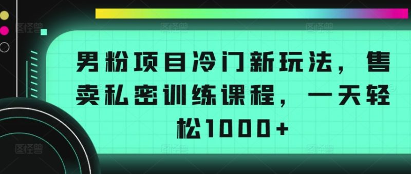 男粉项目冷门新玩法，售卖私密训练课程，一天_免费分享网络创业,副业,信息差项目的老牌资源整合平台！金铲子项目