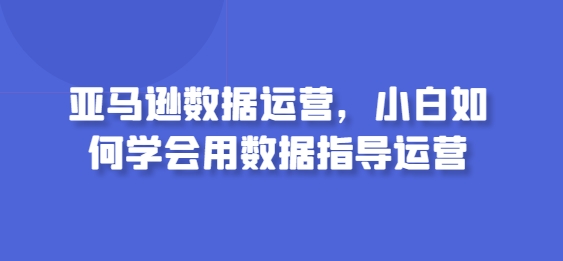亚马逊数据运营，小白如何学会用数据指导运营_免费分享网络创业,副业,信息差项目的老牌资源整合平台！金铲子项目