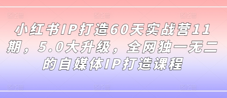 小红书IP打造60天实战营11期，5.0大升级，全网独一无二的自媒体IP打造课程_免费分享网络创业,副业,信息差项目的老牌资源整合平台！金铲子项目
