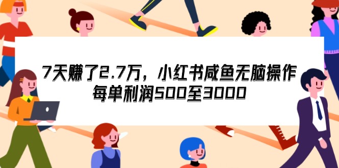 （12192期）7天收了2.7万，小红书咸鱼无脑操作，每单至3000_免费分享网络创业,副业,信息差项目的老牌资源整合平台！金铲子项目
