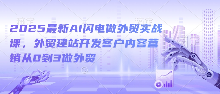 2025最新AI闪电做外贸实战课，外贸建站开发客户内容营销从0到3做外贸_免费分享网络创业,副业,信息差项目的老牌资源整合平台！金铲子项目