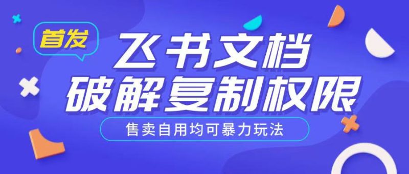 首发飞书文档破解复制权限，售卖自用均可暴力玩法_免费分享网络创业,副业,信息差项目的老牌资源整合平台！金铲子项目