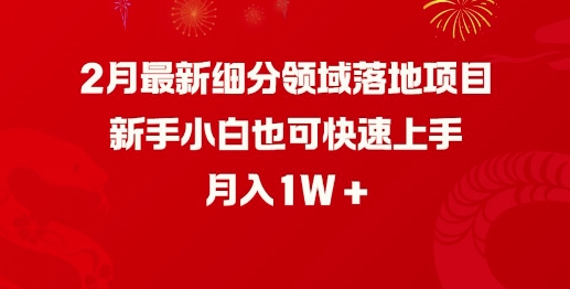 2月最新细分领域落地项目，新手小白也可快速上手，_免费分享网络创业,副业,信息差项目的老牌资源整合平台！金铲子项目