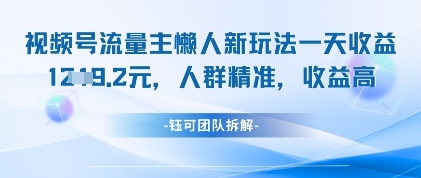 视频号流量主懒人新玩法，一天，人群精准高_免费分享网络创业,副业,信息差项目的老牌资源整合平台！金铲子项目