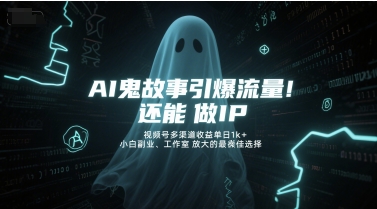 AI鬼故事引爆流量，还能做IP，视频号多渠道单日，小白副业、工作室放大的最佳选择_免费分享网络创业,副业,信息差项目的老牌资源整合平台！金铲子项目