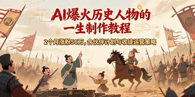 （15336期）AI历史人物赛道课程，2个月涨粉56万，含伙伴计划与收徒运营策略_免费分享网络创业,副业,信息差项目的老牌资源整合平台！金铲子项目