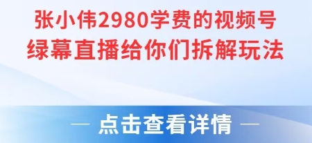 张小伟2980付费额视频号绿幕直播给你们拆解玩法_免费分享网络创业,副业,信息差项目的老牌资源整合平台！金铲子项目
