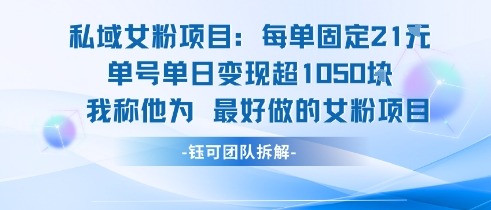 私域女粉项目：每单固定21块，单日超，最好做的女粉项目_免费分享网络创业,副业,信息差项目的老牌资源整合平台！金铲子项目