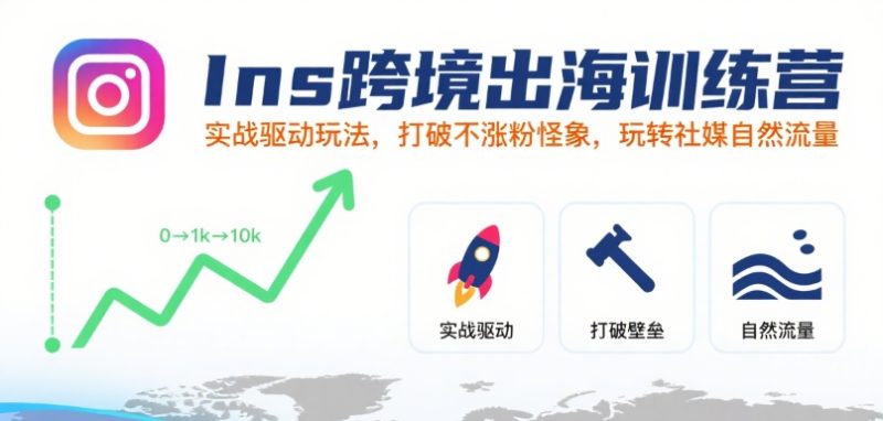 Ins跨境出海训练营，实战驱动玩法，打破不涨粉怪象，玩转社媒自然流量_免费分享网络创业,副业,信息差项目的老牌资源整合平台！金铲子项目